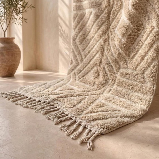 Auténtica Alfombra Bereber Marroquí Tradicional Tejida a Mano 150/250 cm, Ahrend, Lana, Beige (foto 4 de 5)