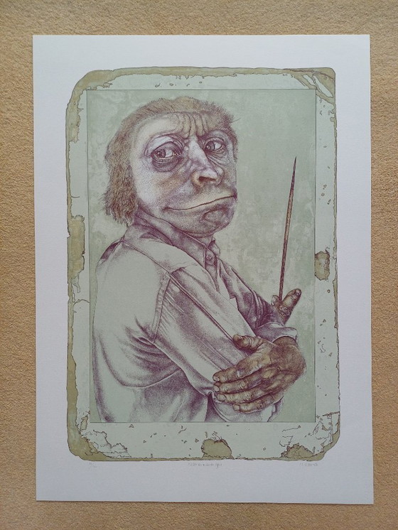 Image 1 of Reiner Schwarz, 'Myself as a Painting Monkey', Lithograph