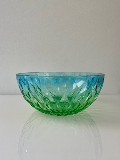 Image 1 of Cuenco de vidrio con diseño | Degradado azul-verde | Acabado pulido | Ø 23 cm