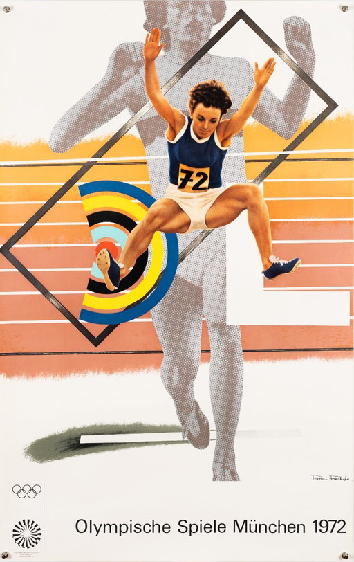 Olympia 1972 – Affiches Olympique Vintage Originale de Peter Phillips – Pop Art – 102x64 cm