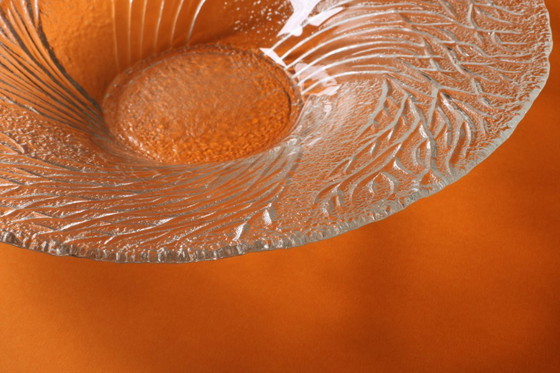 Image 1 of Mid-Century Finnish Glass Bowl / Large Forest Design Centerpiece
