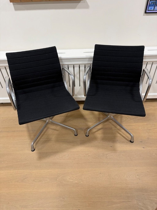 Vitra Charles & Ray Eames EA107 – Lot de 2 – Original – 1995 – Toile de jute noire
