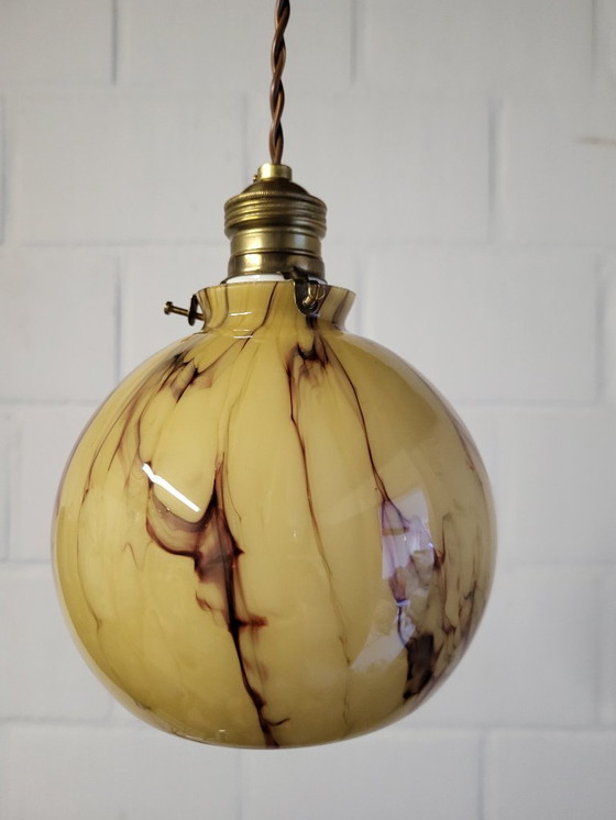 Image 1 of Lampada in vetro opalino Art déco, Verreries de Scailmont, Henri Heemskerk, Belgio