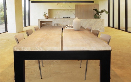 Tavolo da pranzo/conferenza dal design industriale - rovere massello - 250 x 120