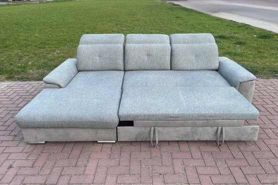 Image 1 of Modern Fabric Corner Sofa with Sleeping Function
