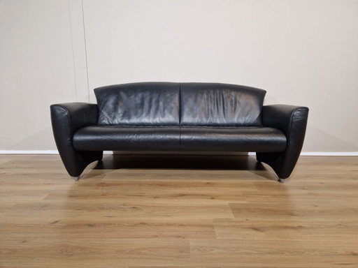 Jori JR3200 Design Sofa 3-Sitzer Schwarz Leder