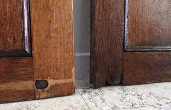 Image 1 of Pair of Vintage Oak Sliding Doors France