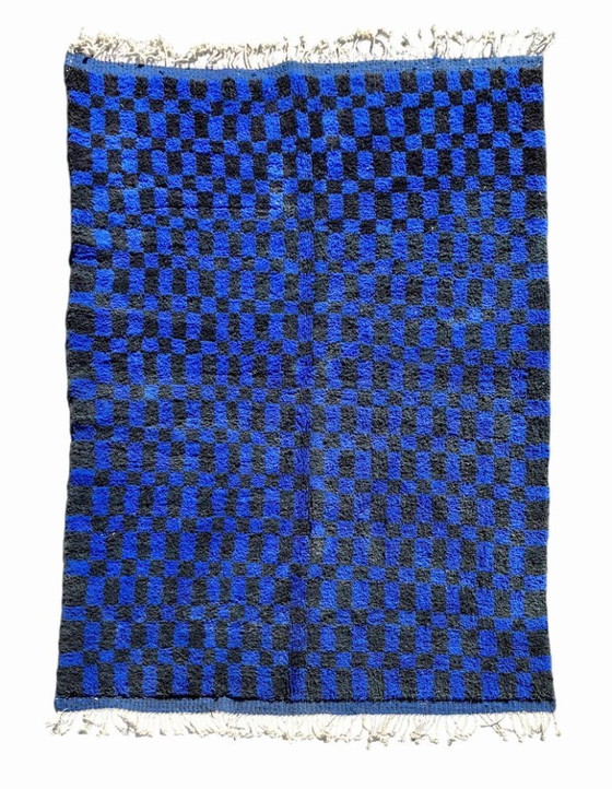 Image 1 of Tapis berbère marocain bleu 3 x 2 m