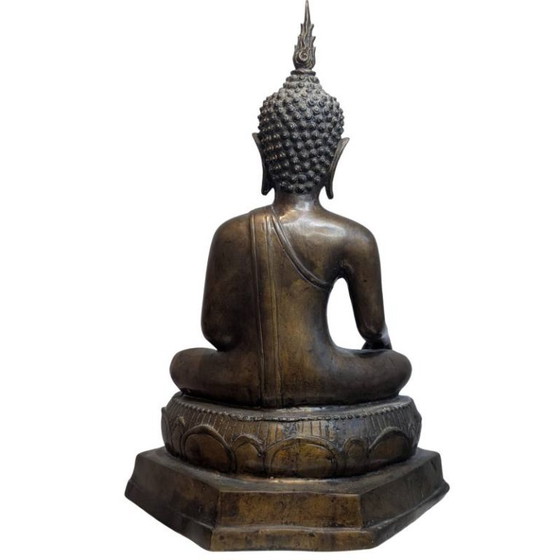Large Antique Thai Bronze Buddha – 19th Century - 120 – Sculpture (photo 5 of 10)