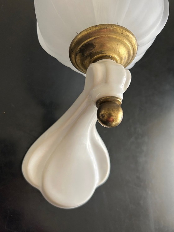 Image 1 of Par de apliques de pared de cerámica y vidrio, década de 1950.