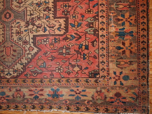 Alfombra persa Farahan antigua hecha a mano, 131 cm x 204 cm (4,3' x 6,7'), década de 1910 - 1B153
