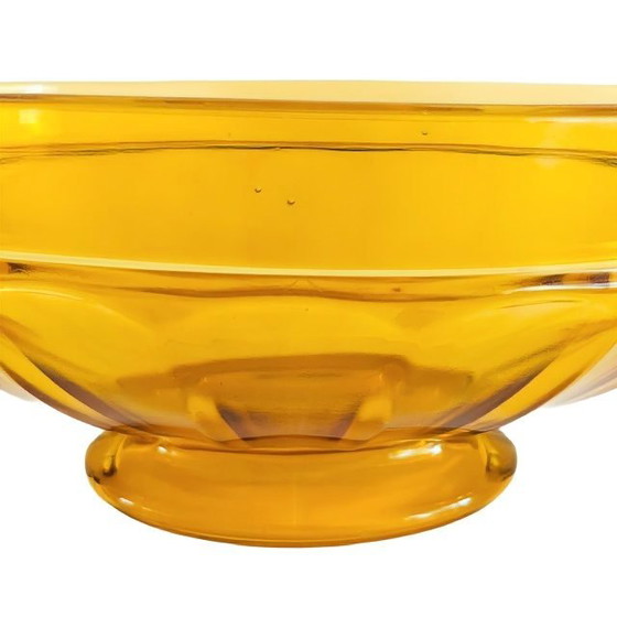 Image 1 of Antieke Art Deco Fruitschaal middenstuk Val Saint Lambert amber glas Luxval 1930's