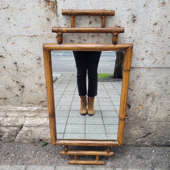 Image 1 of Koloniale spiegel met bamboe frame, 1900 - Frankrijk