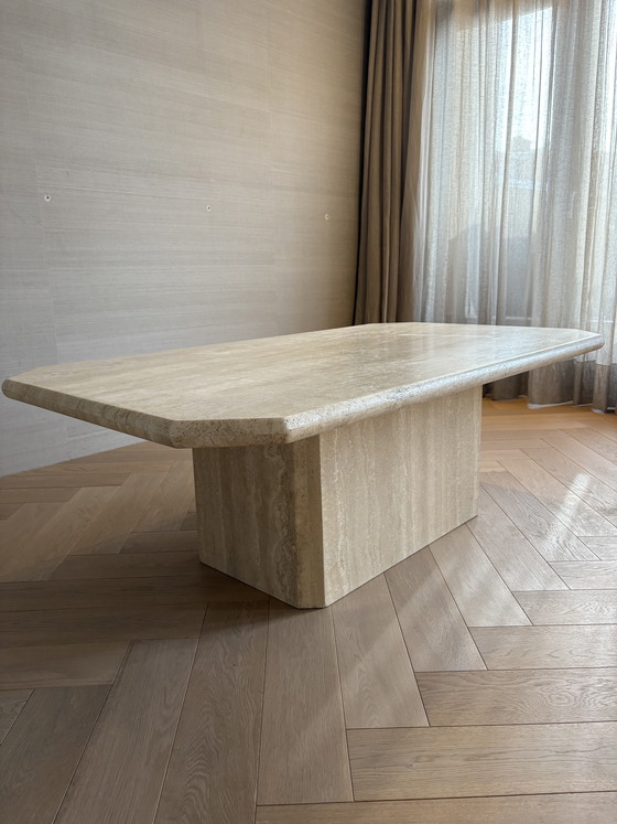 Image 1 of Vintage travertine marble coffee table