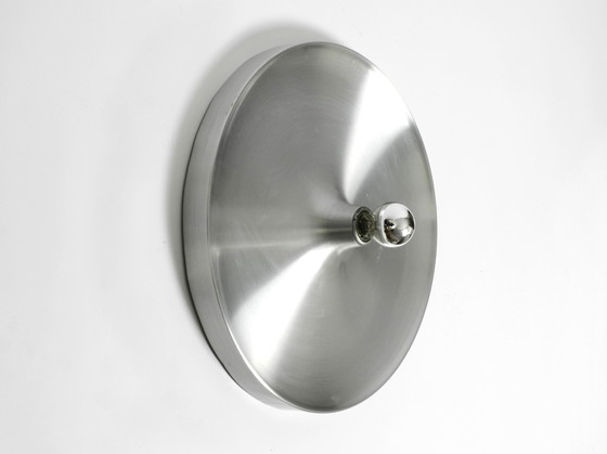 Image 1 of Large Round Original Mid Century Space Age Aluminum Ceiling or Wall Lamp by Honsel | Ø 50 cm