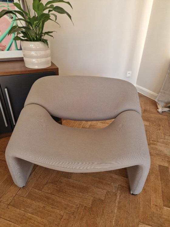 Poltrone Lounge, una coppia, tessuto grigio, Artifort, Tessile, Plastica, Mid Century Modern (foto 7 di 7)