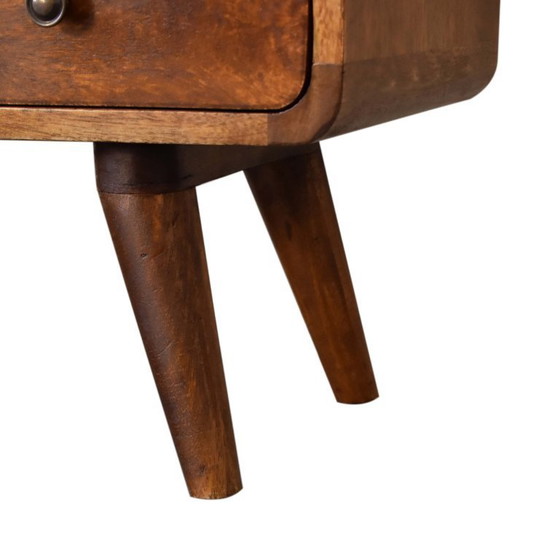 Image 1 of Compacte, gebogen kastje in kastanjekleur met 2 lades
