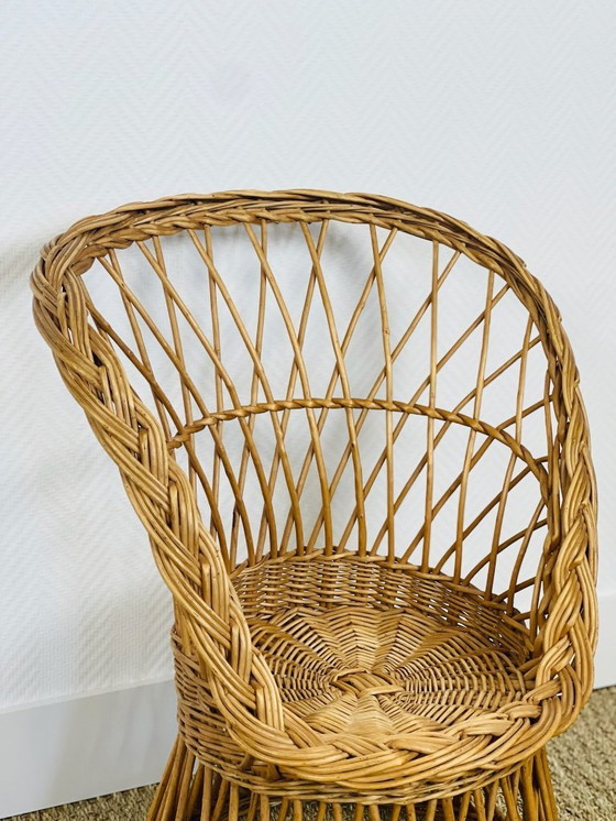 Image 1 of Fauteuil pour enfant vintage fabriqué à la main en rotin, 1960