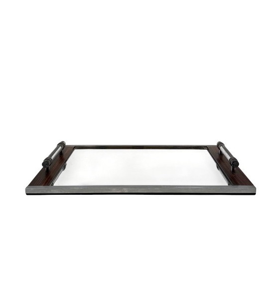 Image 1 of Modernist mirrored tray, in the manner of Jacques Adnet France 1940 /1950