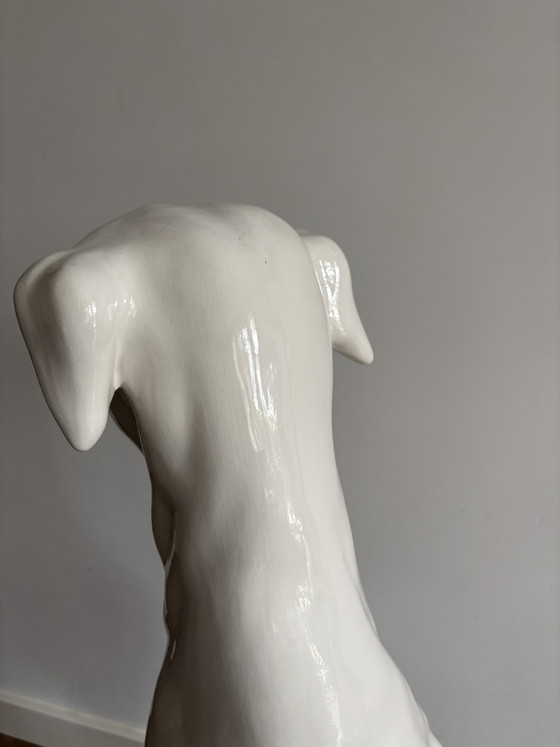 Image 1 of ELEGANT LIFE-SIZE ITALIAN CERAMIC GREYHOUND 74 CM