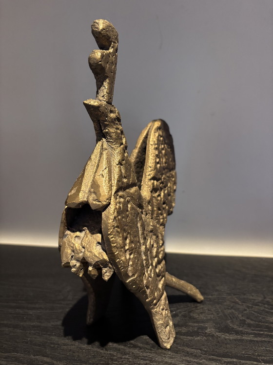 Brutalistisch Bronzen Beeld Haan – Vintage Afrikaanse Kunst (1.5kg) Cire Perdue – Decoratieve objecten, Brass (photo 3 of 10)