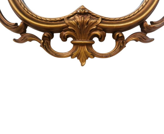 Image 1 of Vintage French Country Syroco Gold Wall Mantel Mirror with Scrolls and Flourishes