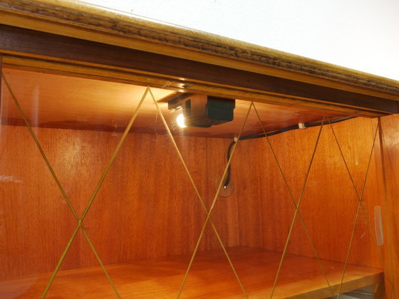 Image 1 of Vintage 1960s sideboard, mid-century TV cabinet, display cabinet with lighting, Germany