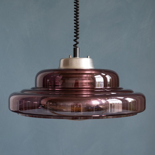 Suspension Herda Space Age unique en plexiglas aubergine fumé