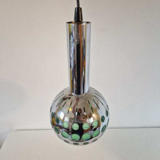 Vintage pendant lamp chrome spaceage lamp 1970s
