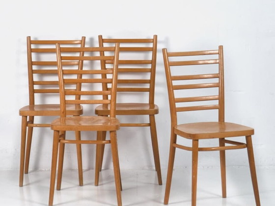 Sedie da pranzo vintage (c.1950). Set di 4 pezzi #3 – Wood, Retro (photo 2 of 9)