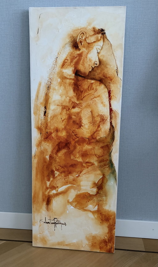 Beautiful painting by Sebastian Rodrigues from 2003, 110x40cm