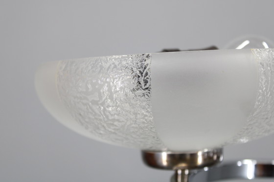 Image 1 of Lampadario in cromo e vetro degli anni &#39;50 di Napako, Cecoslovacchia