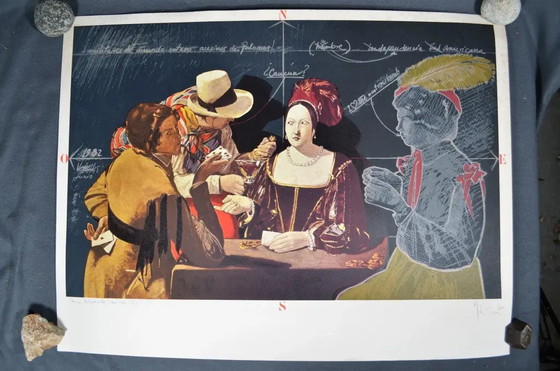 Herman Braun-Vega "Cheaters in Cancun" Georges De La Tour 1982 Lithographie, Signée (photo 3 of 11)