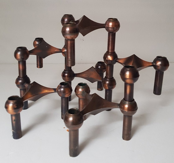 Image 1 of 6X Mid-Century Modular Candleholders By Caesar Stoffi For Bmf, 1960S