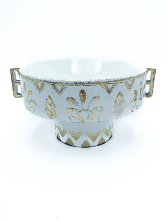 Perugia Etruria White and Gold Ceramic Vase (photo 3 of 5)