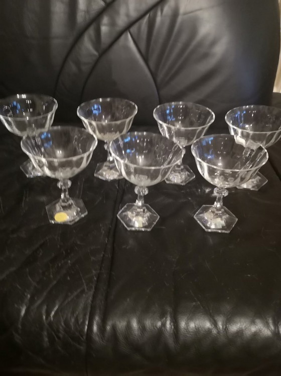 Val Saint Lambert - Drinkware Set (7) - Crystal - Champagne Coupes from the seventies (photo 2 of 6)