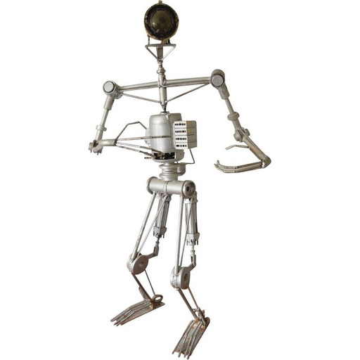 Vintage Sculpture art brutalist Robot Cyclops 