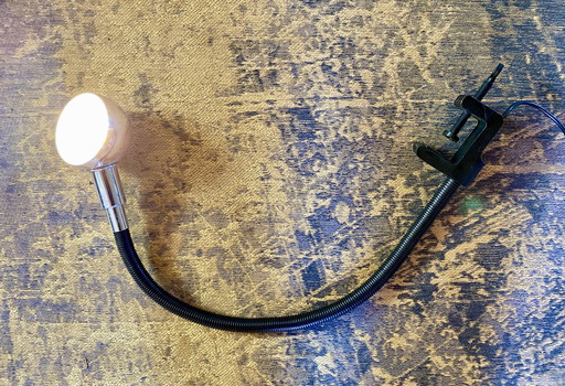Valenti Tischleuchte Lampe Klemmlampe Hebi Italien 70er Vintage Chrom
