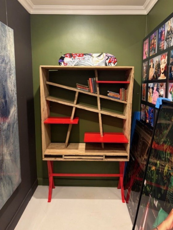 Image 1 of Versmissen Exxes Bureau Libreria rossa con ripiano estraibile