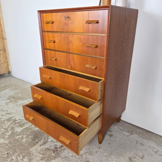 Vintage Danish Chest of drawers, teak 6 drawers 1960s Scandinavian, Wood, Brown (photo 3 of 19)