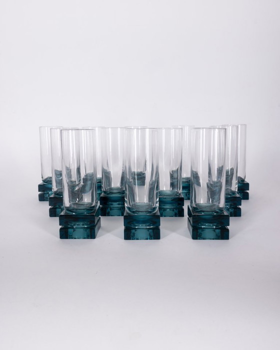 Vintage Italian Blue Crystal Glasses, 1970s, Set of 11 – Glass & Decanter (photo 2 of 8)