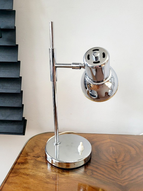Image 1 of Juego de lámparas de mesa cromadas de mediados de siglo, S. A. Boulanger, década de 1970