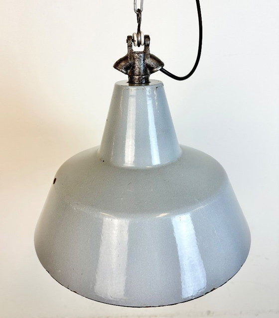 Image 1 of Industrial Grey Enamel Factory Pendant Lamp, 1960s