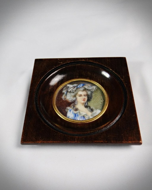 Hand-painted miniature portrait of the Duchesse de Coutances by Labille-Guiard 19th century
