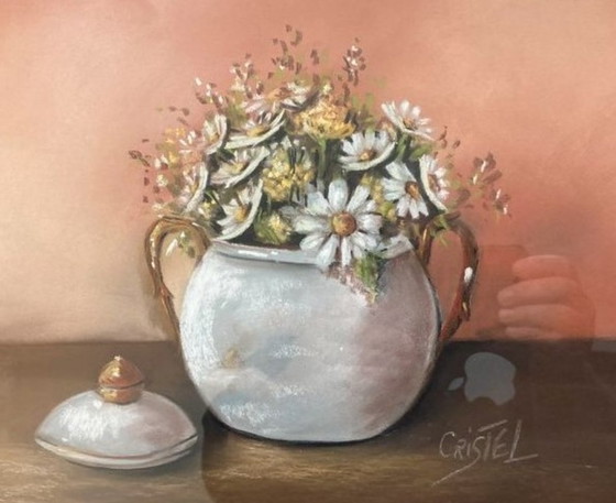 Painting of a Bouquet of Flowers in a Gold Wooden Frame – Cristel, Wall decoration, Glass (photo 4 of 5)