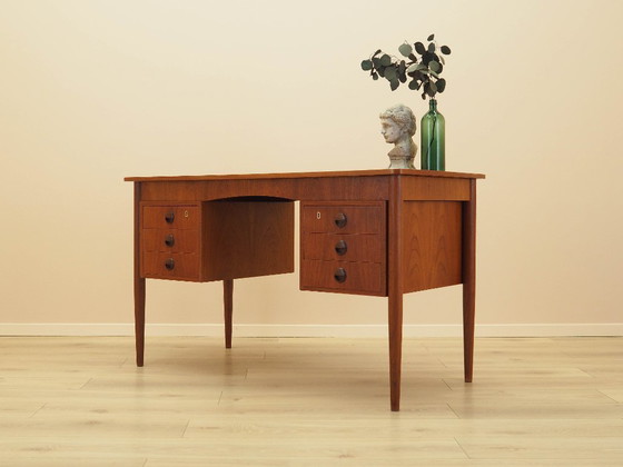 Image 1 of Teakhouten bureau, Deens design, jaren 70, gemaakt in Denemarken.