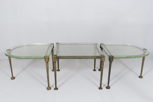 Set de 3 tables d'appoint/tables basses brutalistes des années 1980 de Lothar Klute, Allemagne