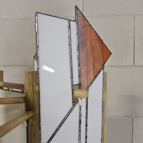 Image 1 of Lampada da terra in vetro colorato di pino, fatta a mano, vintage / lampada unica