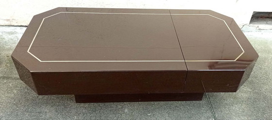 Image 1 of Bartafel uit de jaren 70 met geïntegreerd mechanisme, 125,5 cm lang.