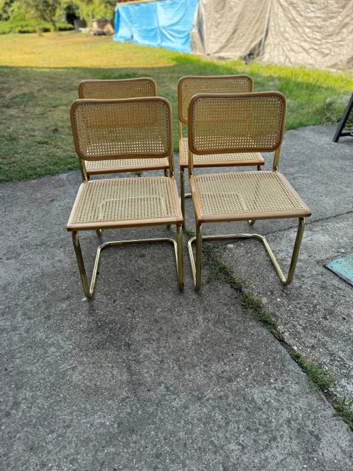 Mid-Century Modern Italian Marcel Breuer B32 Cesca Stuhl, 70er Set von 4